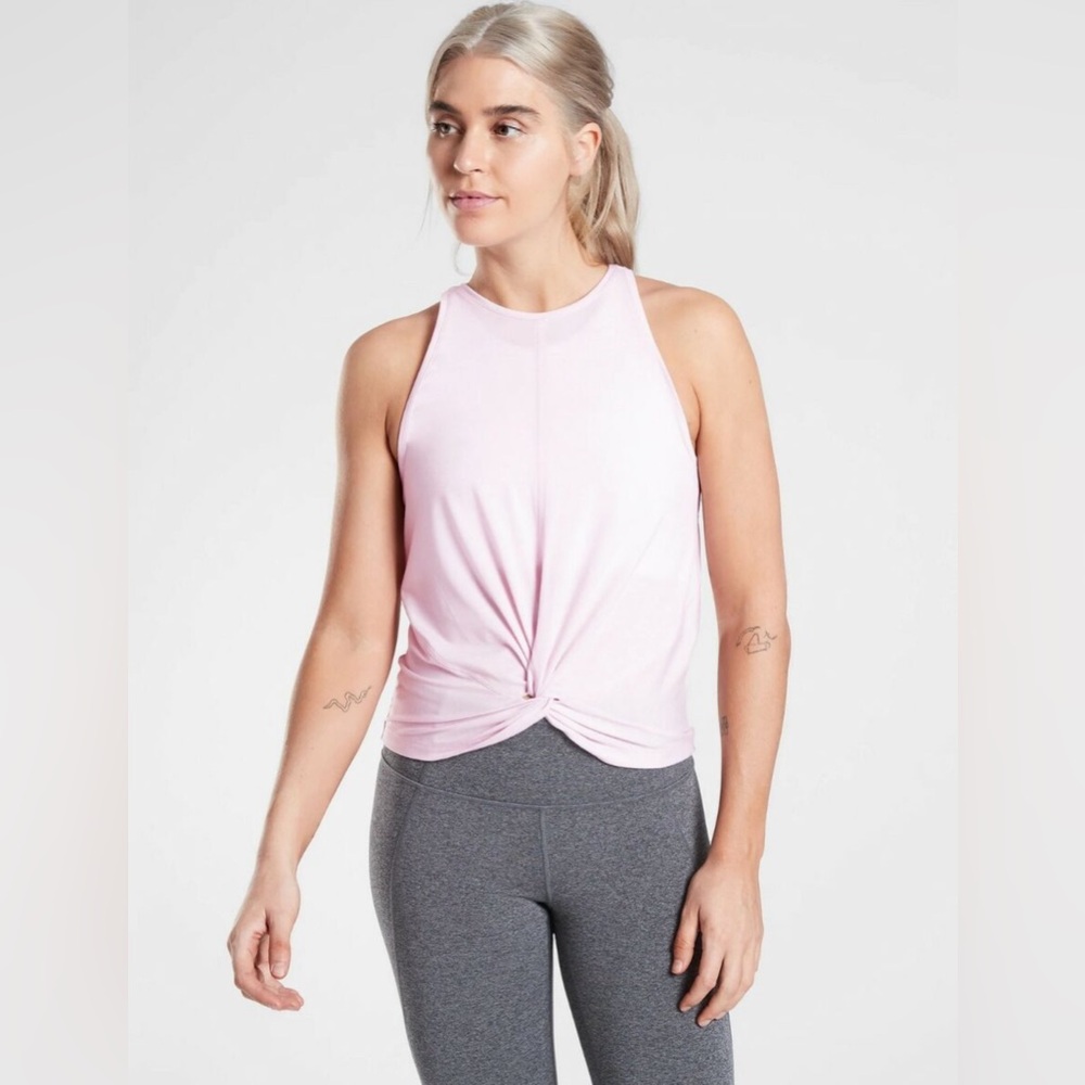 Athleta Essence Twist Tank Top Pink Athletic Yoga Workout Sleeveless Size S